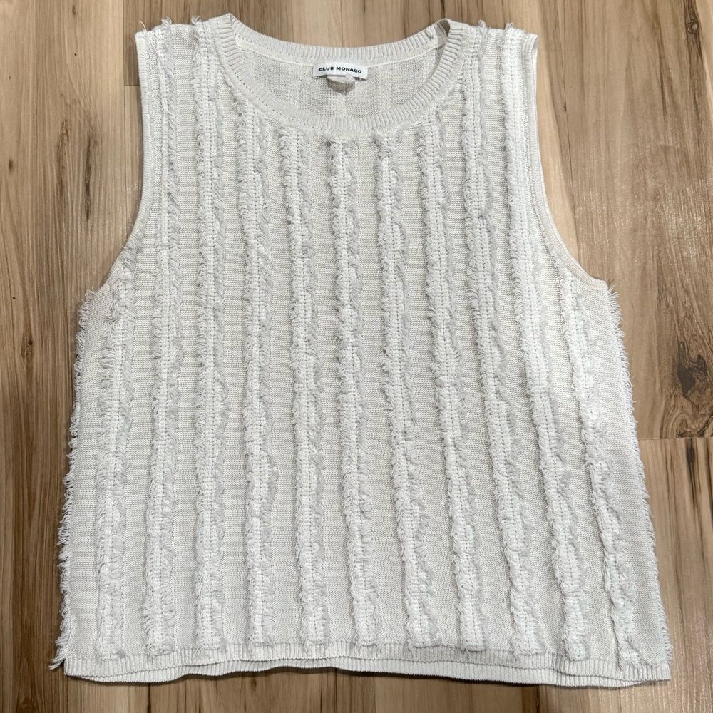 Club Monaco White Terrycloth Sleeveless Shirt Women’s Medium